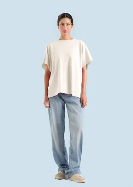Women Basic Oversized T-Shirt - White