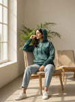 Women's Hoodie Flower Printed
