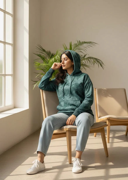 Women's Hoodie Flower Printed
