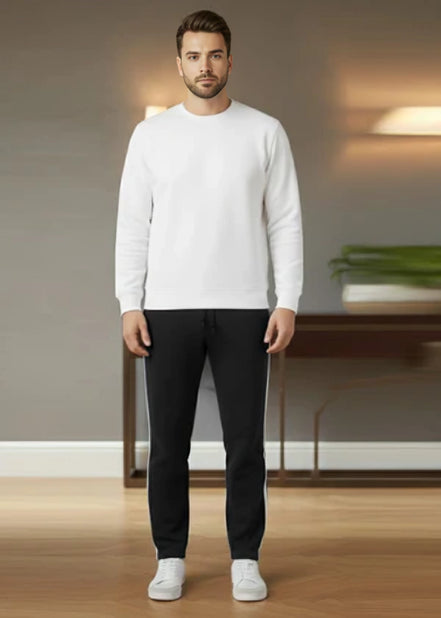 Men's Terry Pajama 2 Stripes - Black