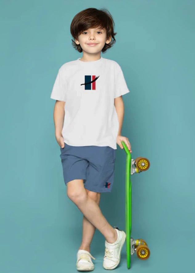 Kids Tee & Short set - White