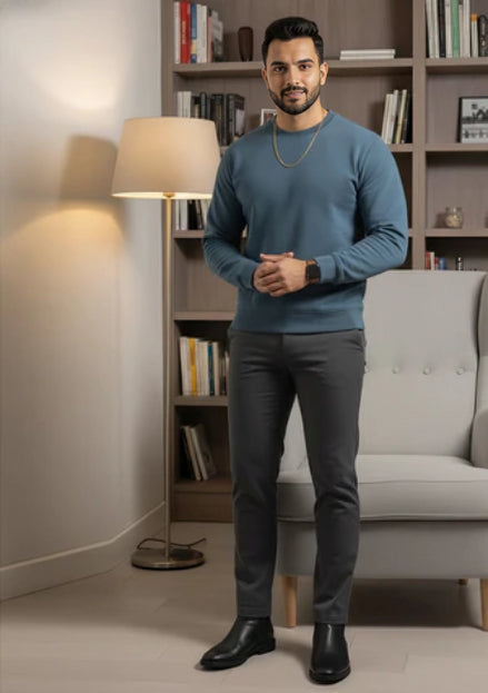 Men's Regular Sweatshirt - Steel Blue