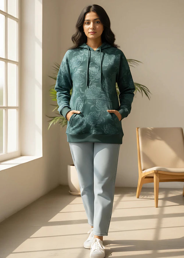 Women's Hoodie Flower Printed