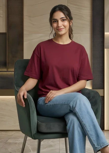 Women's Oversize dropshoulder T-Shirt - Maroon