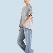 Women Basic Oversized T-Shirt - Light Grey
