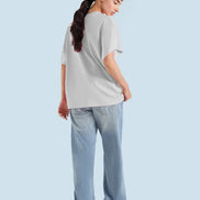 Women Basic Oversized T-Shirt - Light Grey