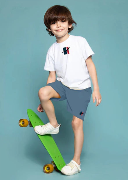 Kids Tee & Short set - White
