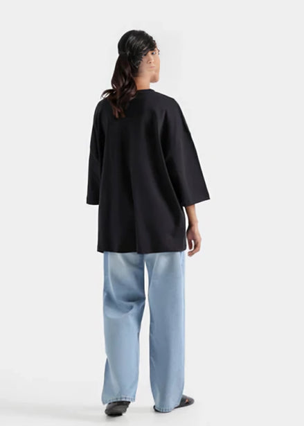 Women Basic Oversized T-Shirt - Black