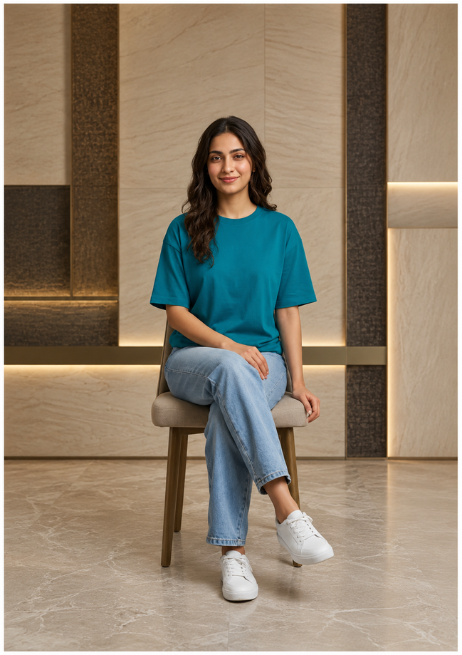 Women's Oversize dropshoulder T-Shirt - Blue