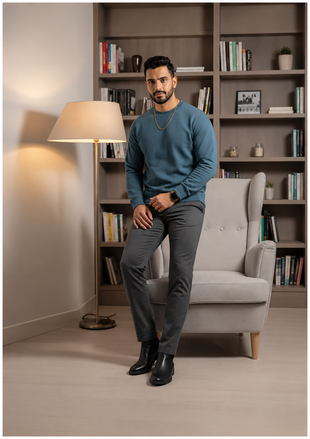 Men's Regular Sweatshirt - Steel Blue