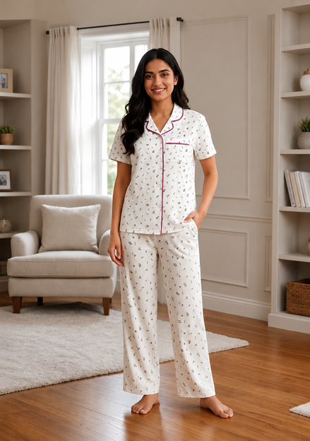Women Buttons Night Suit