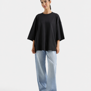 Women Basic Oversized T-Shirt - Black
