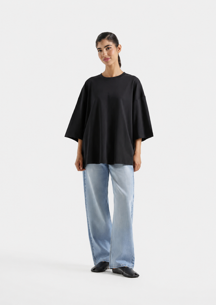 Women Basic Oversized T-Shirt - Black