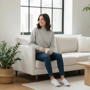 Women's Oversized Sweatshirt - Light Grey