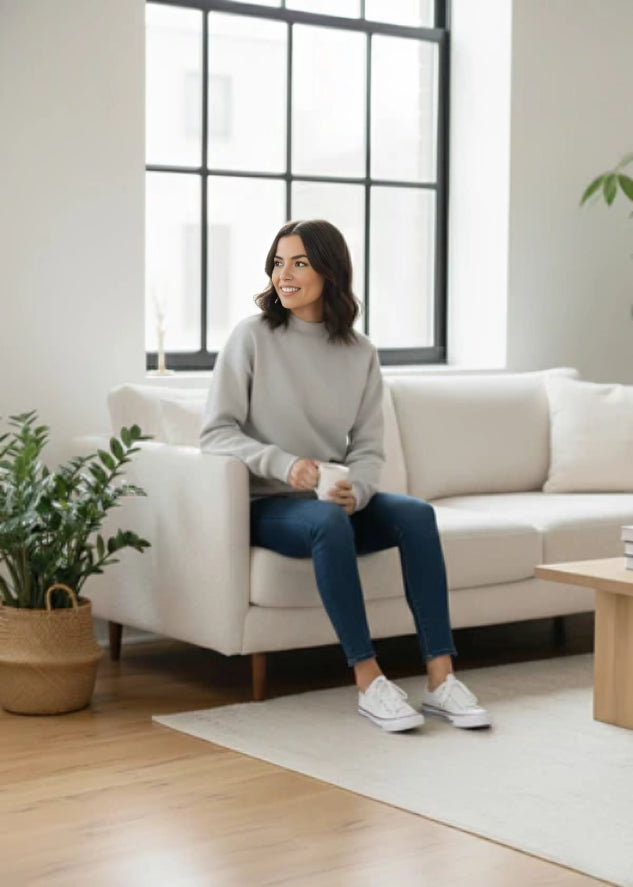 Women's Oversized Sweatshirt - Light Grey