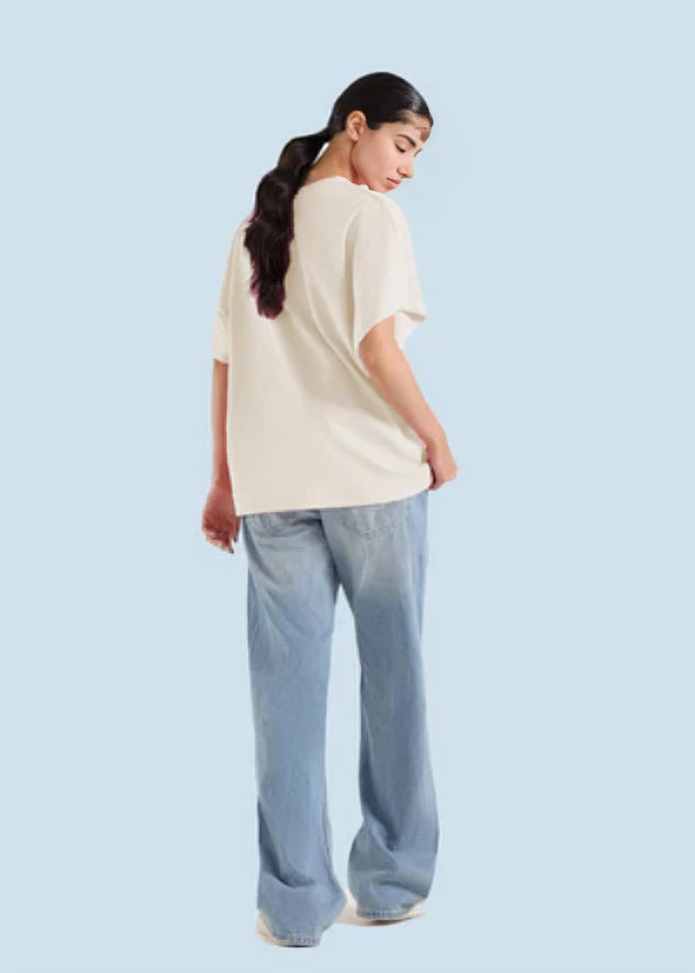 Women Basic Oversized T-Shirt - White