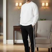 Men's Terry Pajama 2 Stripes - Black