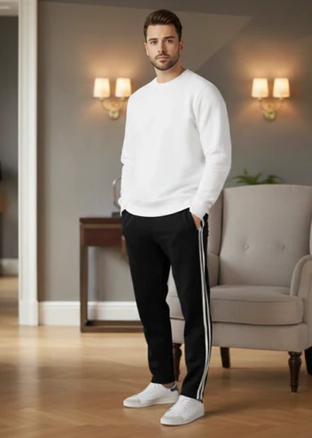 Men's Terry Pajama 2 Stripes - Black