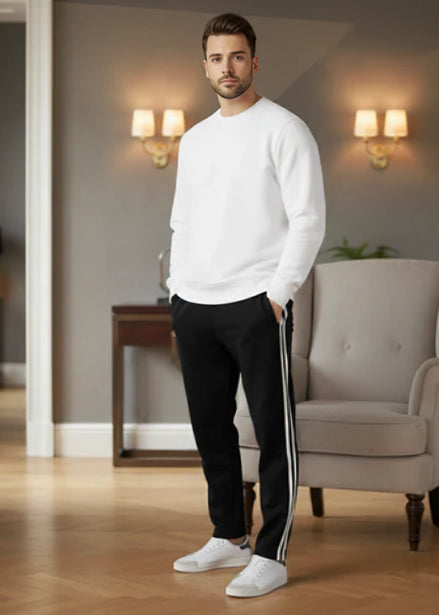 Men's Terry Pajama 2 Stripes - Black