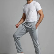 Men's Jersey Pant Side Stripe - Light Grey