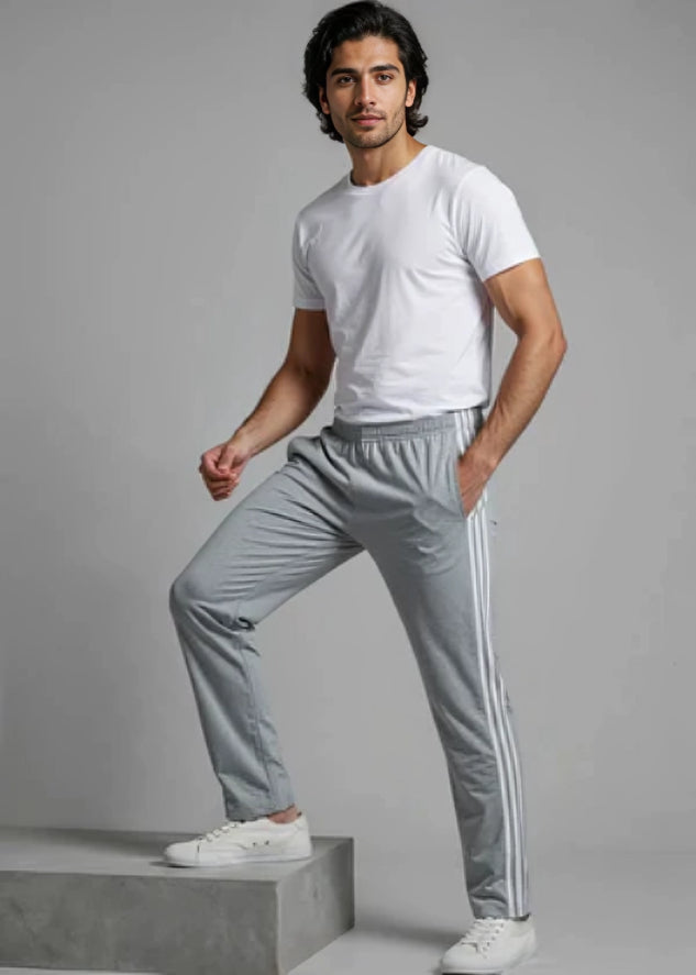 Men's Jersey Pant Side Stripe - Light Grey