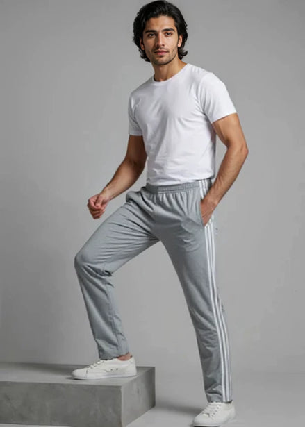 Men's Jersey Pant Side Stripe - Light Grey