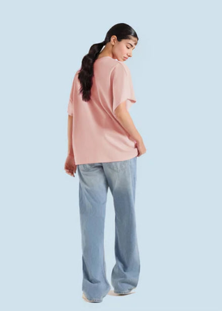 Women Basic Oversized T-Shirt - Pink