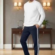 Men's Terry Pajama 2 Stripes - Navy Blue