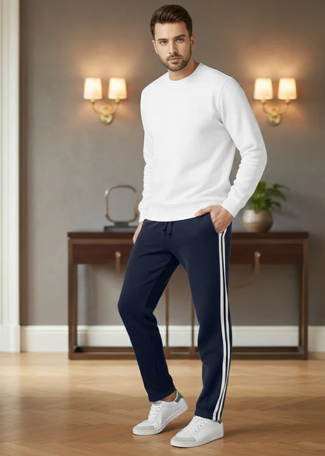 Men's Terry Pajama 2 Stripes - Navy Blue