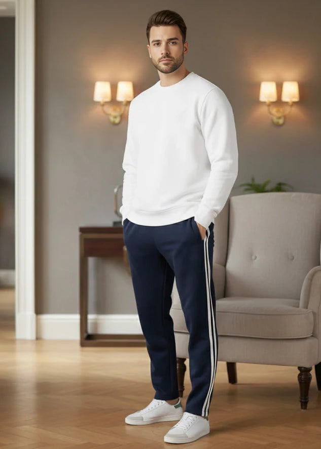 Men's Terry Pajama 2 Stripes - Navy Blue