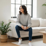 Women's Oversized Sweatshirt - Light Grey