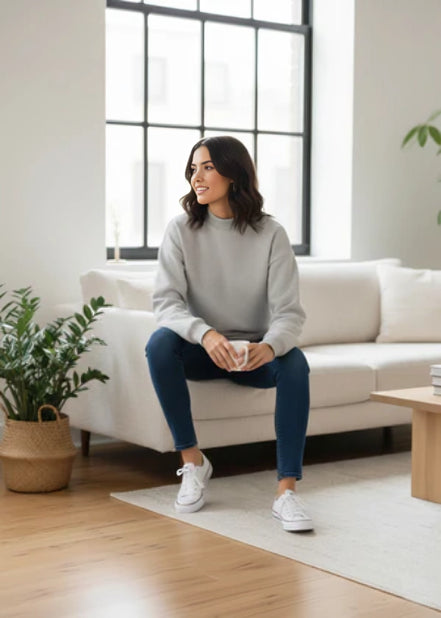 Women's Oversized Sweatshirt - Light Grey