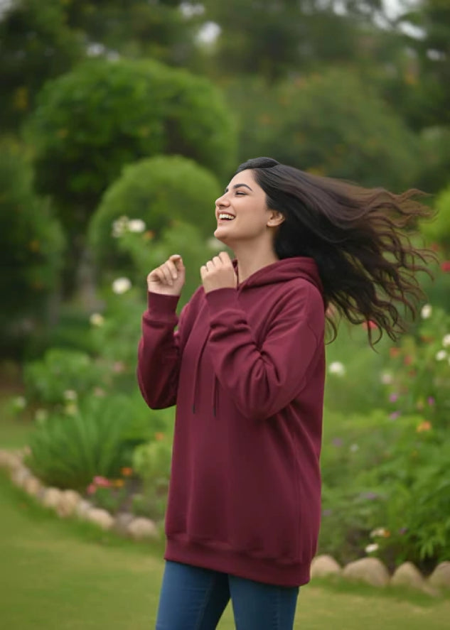 Women's Oversized Hood - Burgundy